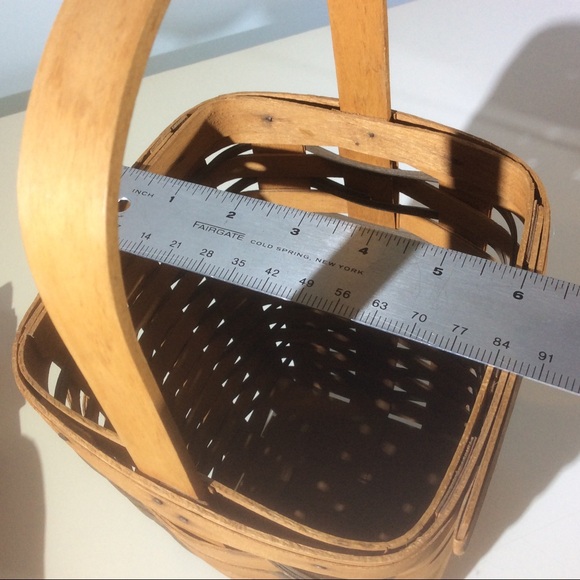 Longaberger Wine Bottle Basket Tall Two Tone Wood Carrier w/ Handle Made in USA - Picture 3 of 6